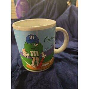 Galerie M&M Ceramic Coffee Mug 12oz Green Yellow Colorful Candy Themed Cup